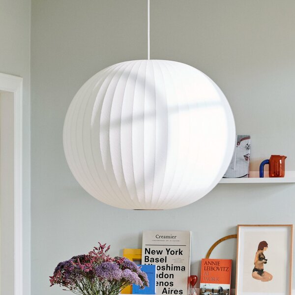 HAY Nelson Ball Bubble lampă suspendată L Ø 68 cm, reglabil, Alb, Camera de zi / sufragerie, Plastic, Design
