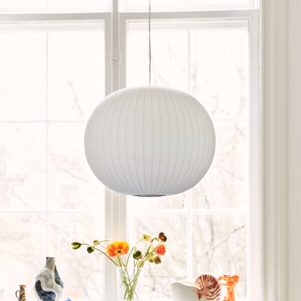 HAY Nelson Ball Bubble Lampă suspendată M Ø 48,5 cm, reglabil, Alb, Camera de zi / sufragerie, Plastic, Design