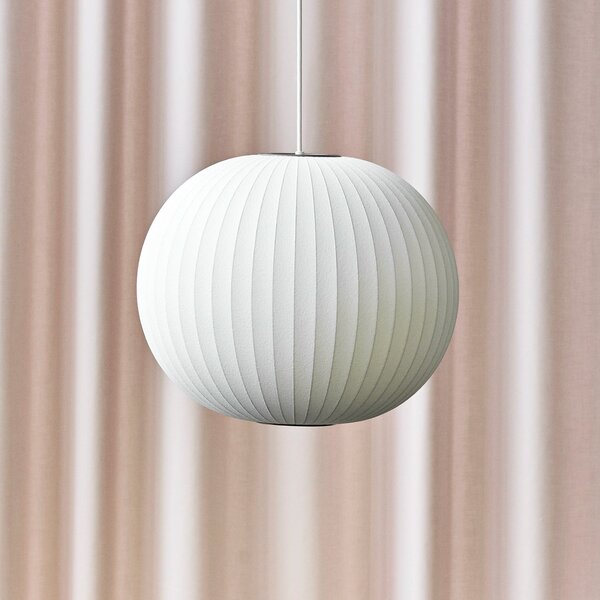 HAY Nelson Ball Bubble Lampă suspendată M Ø 48,5 cm, reglabil, Alb, Camera de zi / sufragerie, Plastic, Design