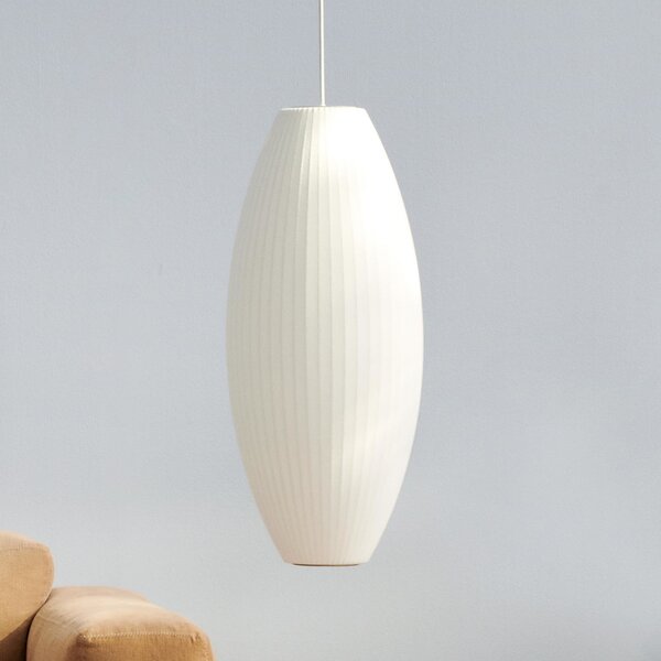 HAY Lampa suspendată Nelson Cigar Bubble L, Ø 38 cm, albă, reglabil, Alb, Camera de zi / sufragerie, Plastic, Design