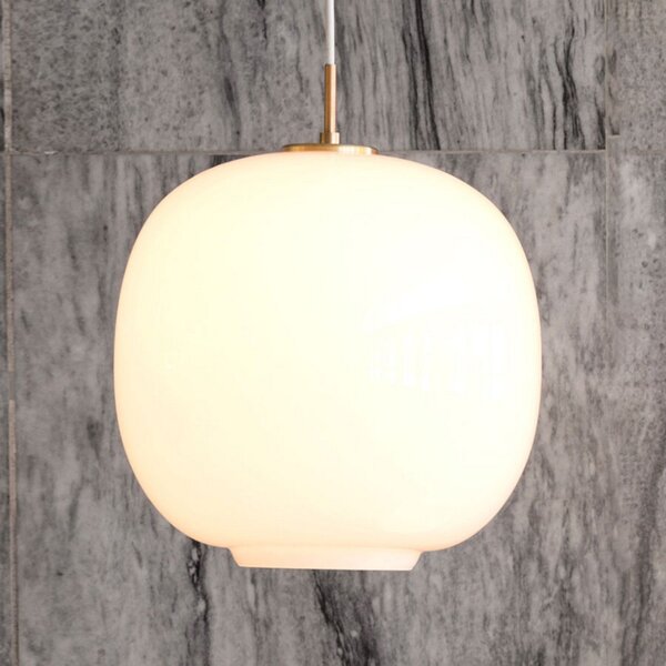 Louis Poulsen Lampă suspendată VL45 Radiohus, Ø 25 cm, alb, reglabil, Alb, Camera de zi / sufragerie, Sticlă, Design