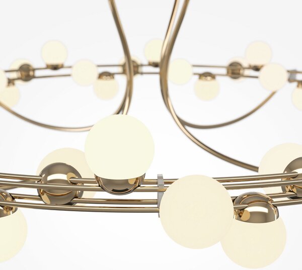 Maytoni plafonieră LED Tessara, Ø 80 cm, auriu/alb, Auriu / Alamă, Camera de zi / sufragerie, Metal, Modern