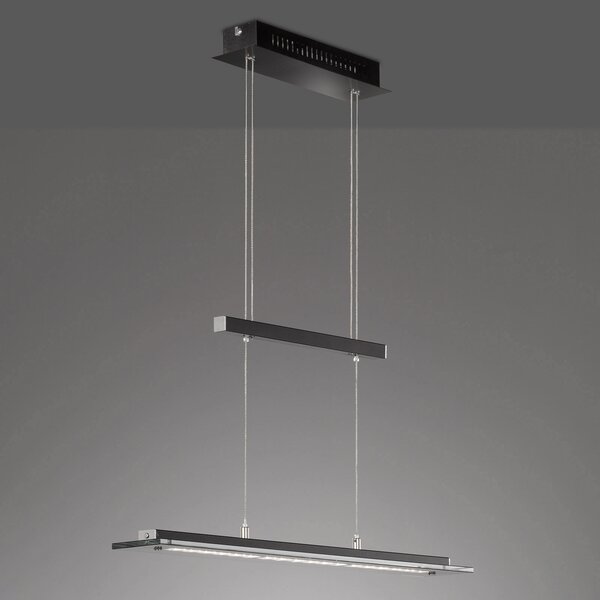 FISCHER & HONSEL Lampă susp. LED Tenso TW cu dimmer, negru 88cm, reglabil, Negru, Camera de zi / sufragerie, Metal, Modern