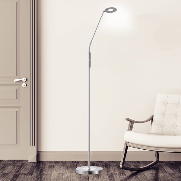 FISCHER & HONSEL Lampă de podea cu LED Dent, CCT, o singură lumină, nichel, reglabil, Gri, Camera de zi / sufragerie, Metal, Modern