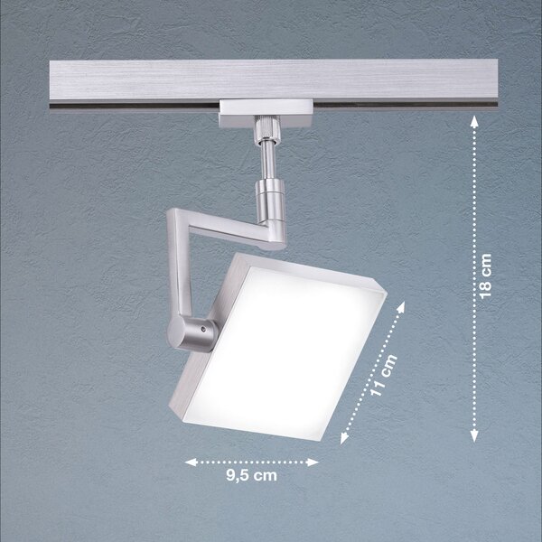 FISCHER & HONSEL Spot LED 70013 pentru HV-Track 4, dimabil în 3 etape, reglabil, Gri, Camera de zi / sufragerie, Metal, Modern