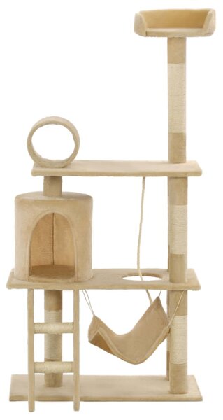 Ansamblu de joacă pisici, stâlpi funie din sisal, 140 cm, bej