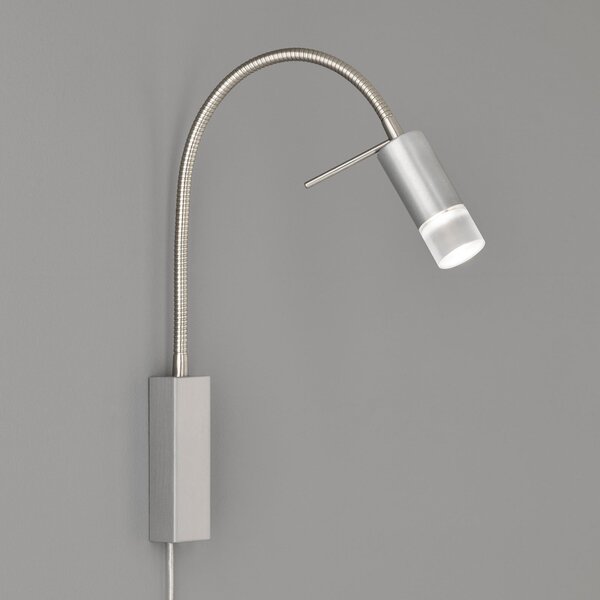 FISCHER & HONSEL Aplică LED River, braț flexibil, abajur cu sticlă, Gri, Camera de zi / sufragerie, Metal, Lumină de lectură