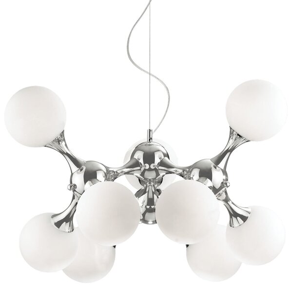 Ideallux Lampă suspendată Nodi Bianco Ø 80 cm, reglabil, Metalic, Camera de zi / sufragerie, Metal, Modern
