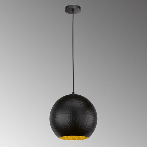 FISCHER & HONSEL Lampă suspendată Mylon, negru/auriu, sferică, reglabil, Negru, Camera de zi / sufragerie, Metal, Modern