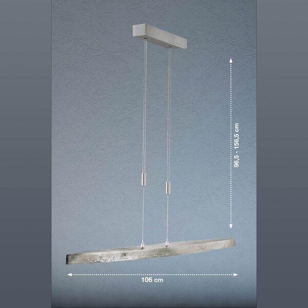 FISCHER & HONSEL Lampă susp. LED Colmar, CCT, nichel, lungime 106cm, reglabil, Gri, Camera de zi / sufragerie, Metal, Modern