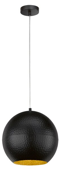 FISCHER & HONSEL Lampă suspendată Mylon, negru/auriu, sferică, reglabil, Negru, Camera de zi / sufragerie, Metal, Modern