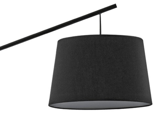 IDEAL LUX Lampă de podea Daddy cu abajur textil, negru, Negru, Camera de zi / sufragerie, Metal, Modern, Proiector suspendat