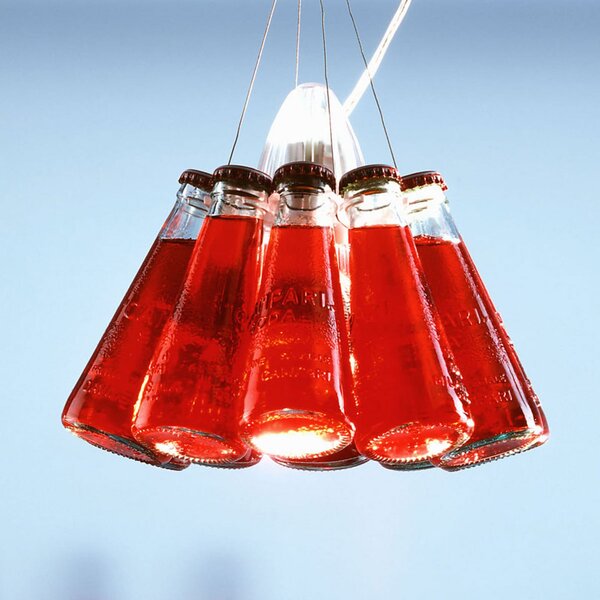 Ingo Maurer Campari Light - lampă susp., 155 cm, reglabil, Roșu, Camera de zi / sufragerie, Sticlă, Design