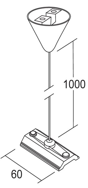 Ivela LKM Suspensie rigidă 100 cm, placă 6 cm, Metalic, Aluminiu
