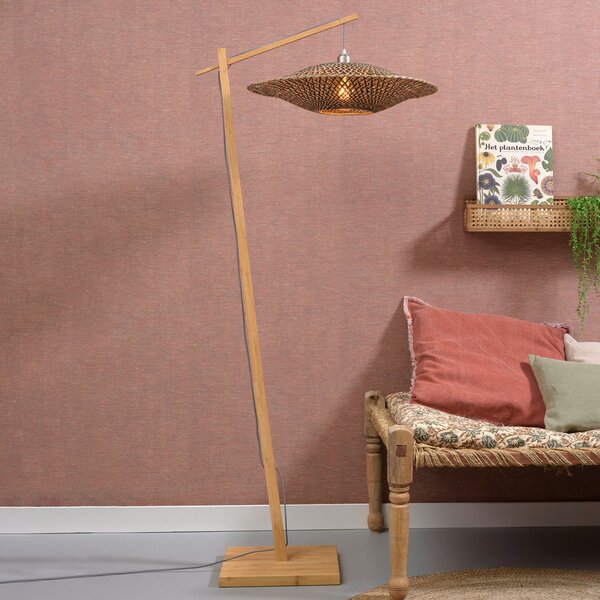 Good & Mojo GOOD MOJO Bali lampă de podea cadru natur Ø60cm, Lemn, Camera de zi / sufragerie, Bamboo, Design