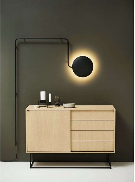 Lampă de perete Woud, reglabil, Negru, Camera de zi, Metal