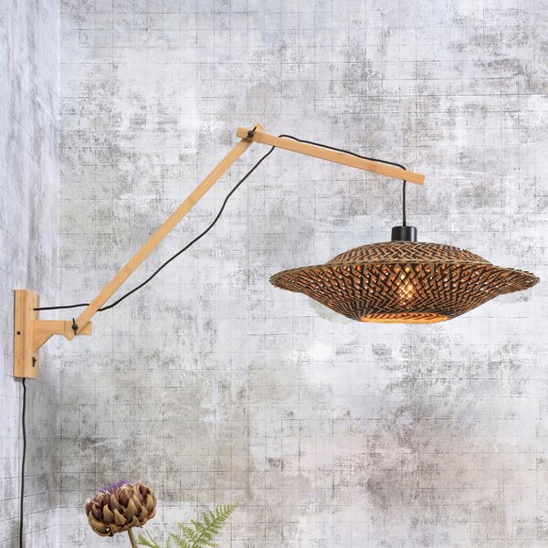 Good & Mojo GOOD MOJO Bali lampă de perete cu 2 brațe, natural, 44x12cm, Lemn, Camera de zi / sufragerie, Bamboo, Design