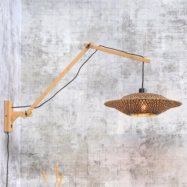 Good & Mojo GOOD MOJO Bali lampă de perete cu 2 brațe, natural, 60x15cm, Lemn, Camera de zi / sufragerie, Bamboo, Design