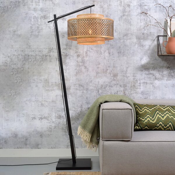 Good & Mojo GOOD MOJO Bhutan lampă podea negru 176cm Ø50cm, Negru, Camera de zi / sufragerie, Bamboo, Design