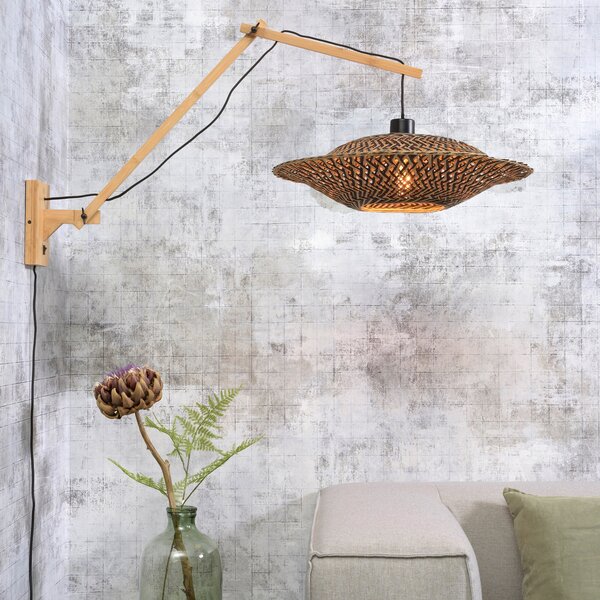 Good & Mojo GOOD MOJO Bali lampă de perete cu 2 brațe, natural, 44x12cm, Lemn, Camera de zi / sufragerie, Bamboo, Design