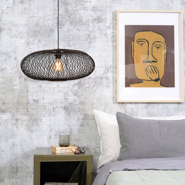 Good & Mojo GOOD MOJO Cango lampă suspendată, elipsă, negru, reglabil, Negru, Camera de zi / sufragerie, Bamboo, Design