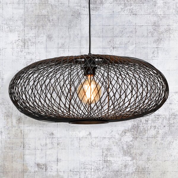Good & Mojo GOOD MOJO Cango lampă suspendată, elipsă, negru, reglabil, Negru, Camera de zi / sufragerie, Bamboo, Design