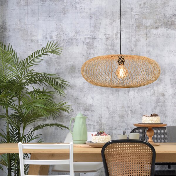 Good & Mojo GOOD MOJO Cango lampă suspendată, elipsă, natur, reglabil, Lemn, Camera de zi / sufragerie, Bamboo, Design