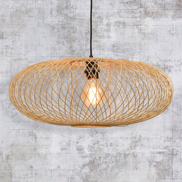 Good & Mojo GOOD MOJO Cango lampă suspendată, elipsă, natur, reglabil, Lemn, Camera de zi / sufragerie, Bamboo, Design
