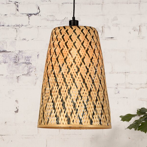 Good & Mojo GOOD MOJO Kalimantan lampă susp., conică, H 48cm, reglabil, Lemn, Camera de zi / sufragerie, Bamboo, Design