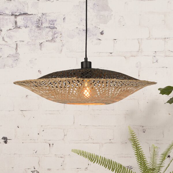 Good & Mojo GOOD MOJO Lampă suspendată Kalimantan orizontală Ø44cm, reglabil, Lemn, Camera de zi / sufragerie, Bamboo, Design