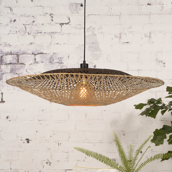 Good & Mojo GOOD MOJO Lampă suspendată Kalimantan orizontală Ø87cm, reglabil, Lemn, Camera de zi / sufragerie, Bamboo, Design