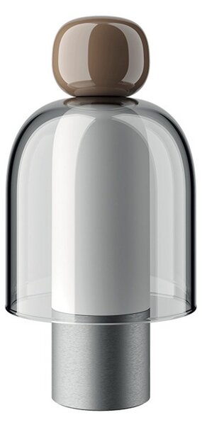 Lampa de masă Easy Peasy ToGo, maro/aluminiu, 24 cm - Lodes
