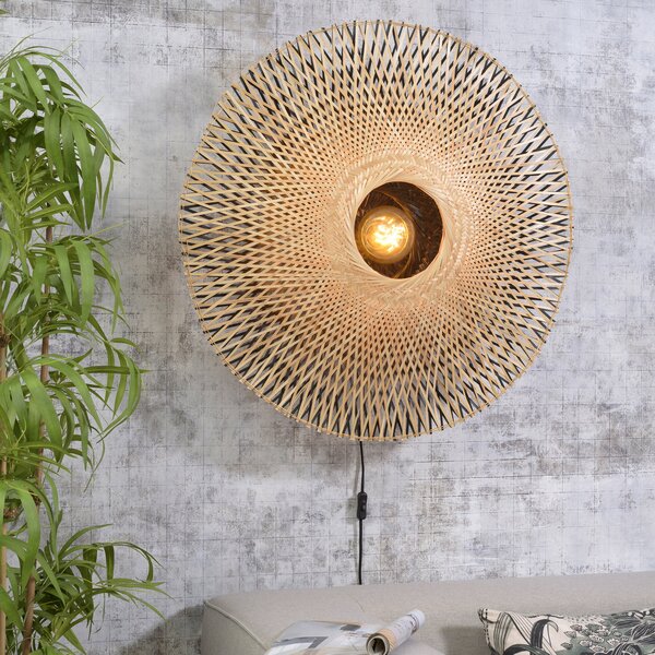 Good & Mojo GOOD MOJO Perete Kalimantan, natural/negru, Ø 87cm, Lemn, Camera de zi / sufragerie, Bamboo, Design