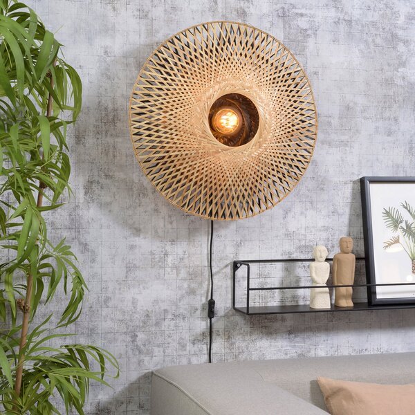 Good & Mojo GOOD MOJO Kalimantan perete, natural/negru, Ø 60cm, Lemn, Camera de zi / sufragerie, Bamboo, Design