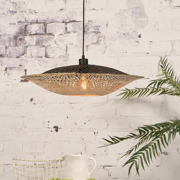 Good & Mojo GOOD MOJO Lampă suspendată Kalimantan orizontală Ø60cm, reglabil, Lemn, Camera de zi / sufragerie, Bamboo, Design