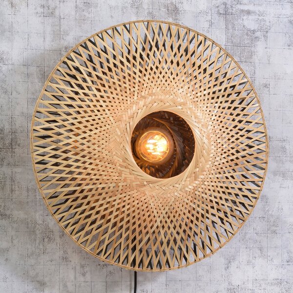 Good & Mojo GOOD MOJO Kalimantan perete, natural/negru, Ø 60cm, Lemn, Camera de zi / sufragerie, Bamboo, Design