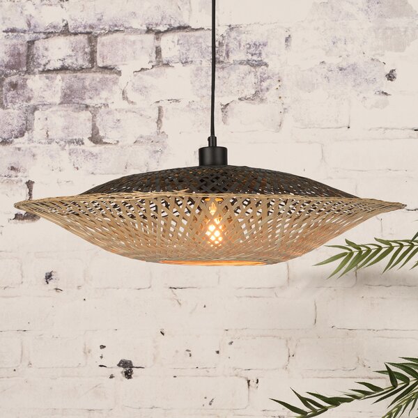Good & Mojo GOOD MOJO Lampă suspendată Kalimantan orizontală Ø60cm, reglabil, Lemn, Camera de zi / sufragerie, Bamboo, Design