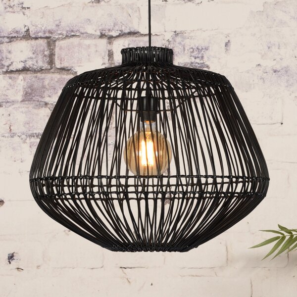 Good & Mojo GOOD MOJO Madagascar lampă suspendată, negru, reglabil, Negru, Camera de zi / sufragerie, Bamboo, Design