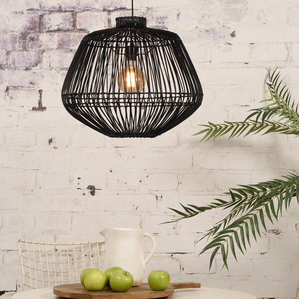 Good & Mojo GOOD MOJO Madagascar lampă suspendată, negru, reglabil, Negru, Camera de zi / sufragerie, Bamboo, Design