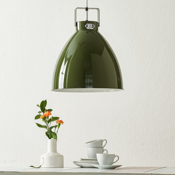 Jieldé Augustin A360 lampă suspendată oliv lucios, reglabil, Verde, Camera de zi / sufragerie, Metal, Design industrial