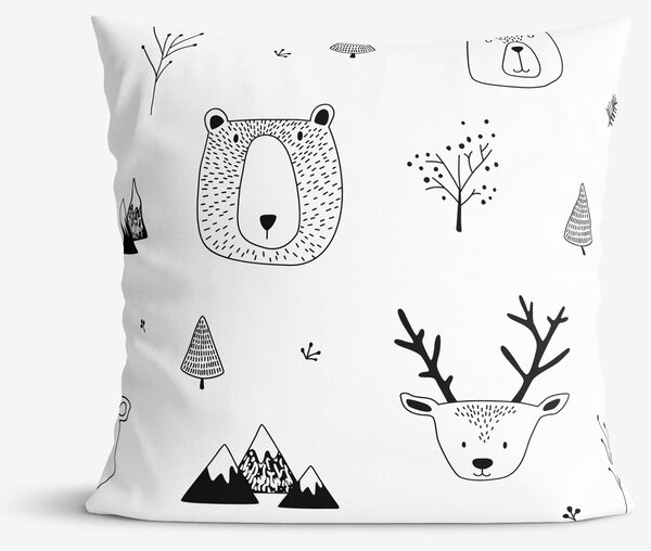 Goldea față de pernă din 100% bumbac pentru copii - animale în peisaj de iarnă 45 x 45 cm