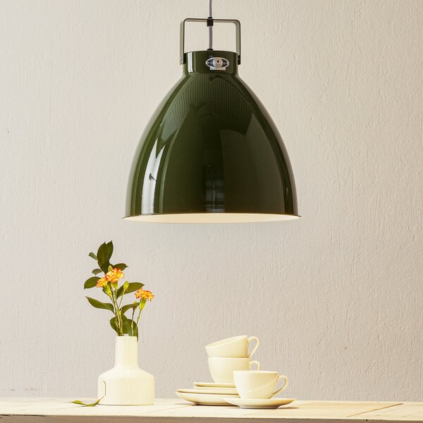 Jieldé Augustin A360 lampă suspendată oliv lucios, reglabil, Verde, Camera de zi / sufragerie, Metal, Design industrial