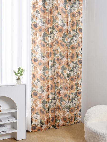 Sinsay - Draperie cu model floral pe inele - portocaliu