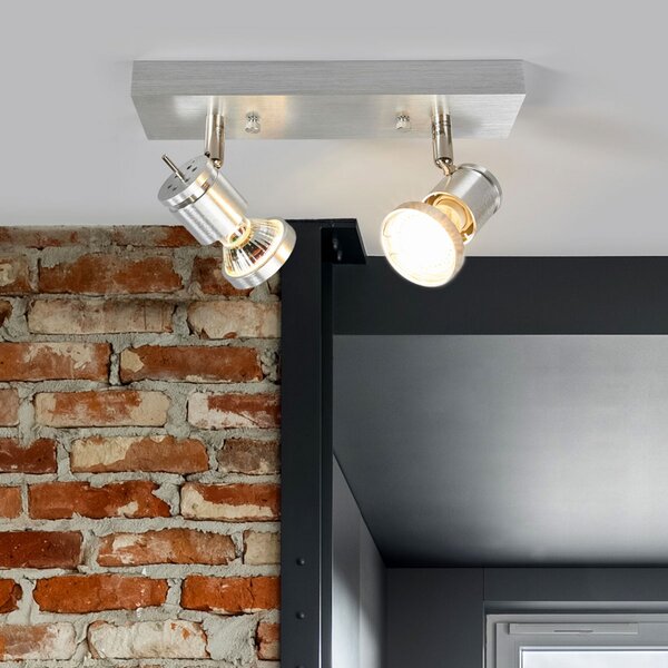 SLV Asto 2 becuri spot de plafon cu inel decorativ, reglabil, Metalic, Hol, Metal, Modern, Plafon cu flacără multiplă