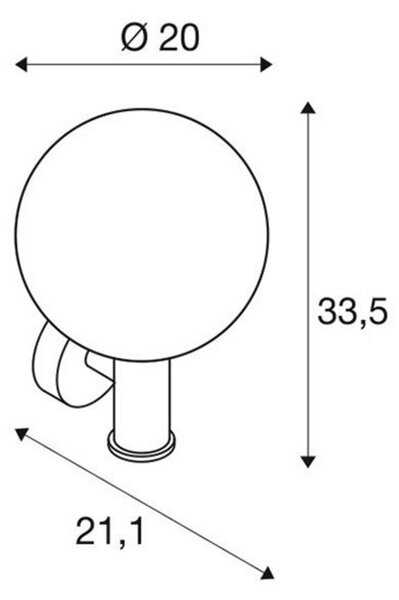 SLV Gloo Pure lumină de perete pentru exterior IP44, Negru, Metal, Modern, Glob pentru exterior