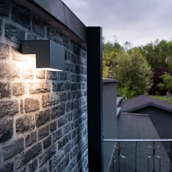 SLV L-Line Out LED lampă de perete pentru exterior CCT, lățime 15cm, Negru, Metal, Modern, Soclu de perete jos