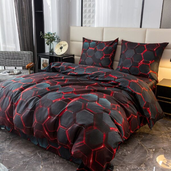 Lenjerie de pat din microfibra GEOMA negru Dimensiune lenjerie de pat: 2 buc 70 x 80 cm | 160 x 200 cm