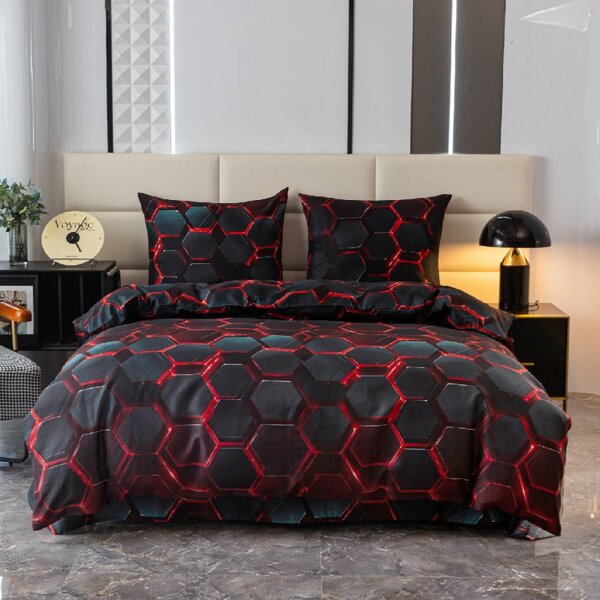 Lenjerie de pat din microfibra GEOMA negru Dimensiune lenjerie de pat: 2 buc 70 x 80 cm | 160 x 200 cm