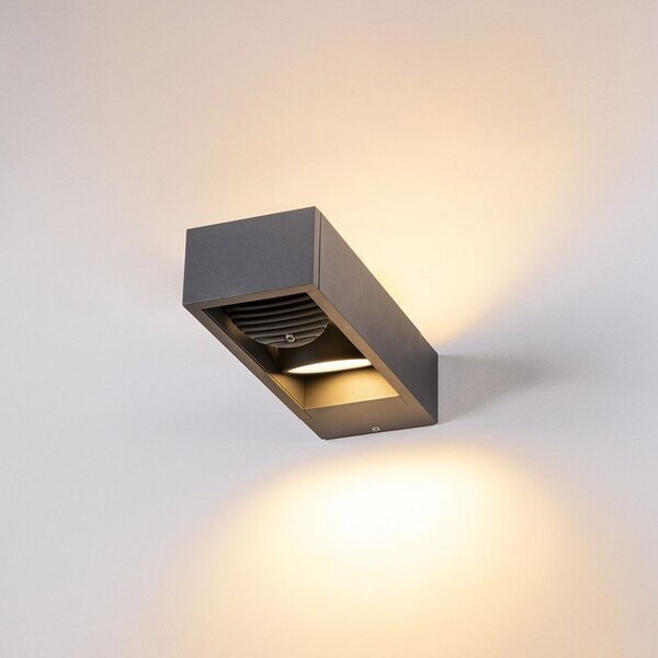 SLV Eskina Frame LED în aer liber 2-light CCT, Negru, Metal, Modern, Perete unghiular