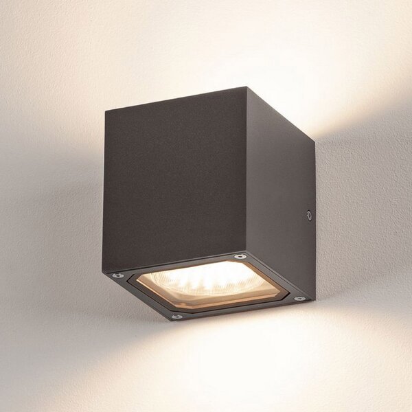 SLV Sitra Cube pentru exterior, antracit, Negru, Metal, Modern, Perete unghiular